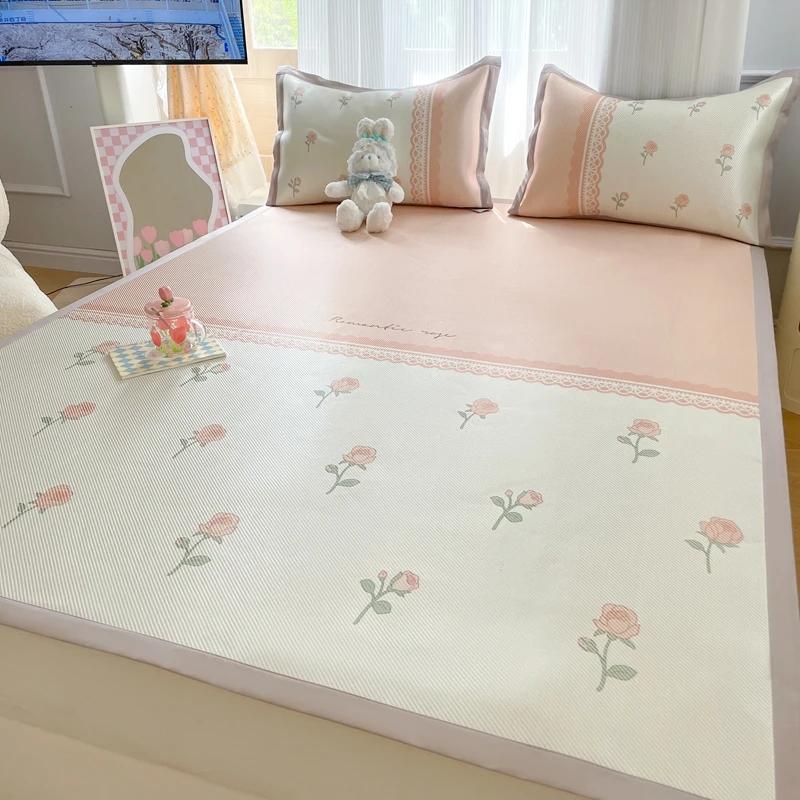 Premium End Animated Ice Silk Bed Mat Summer Cool Down Sleeping Mat Bed Adult Child Washable Cooling Bed Pad and Pillowcases