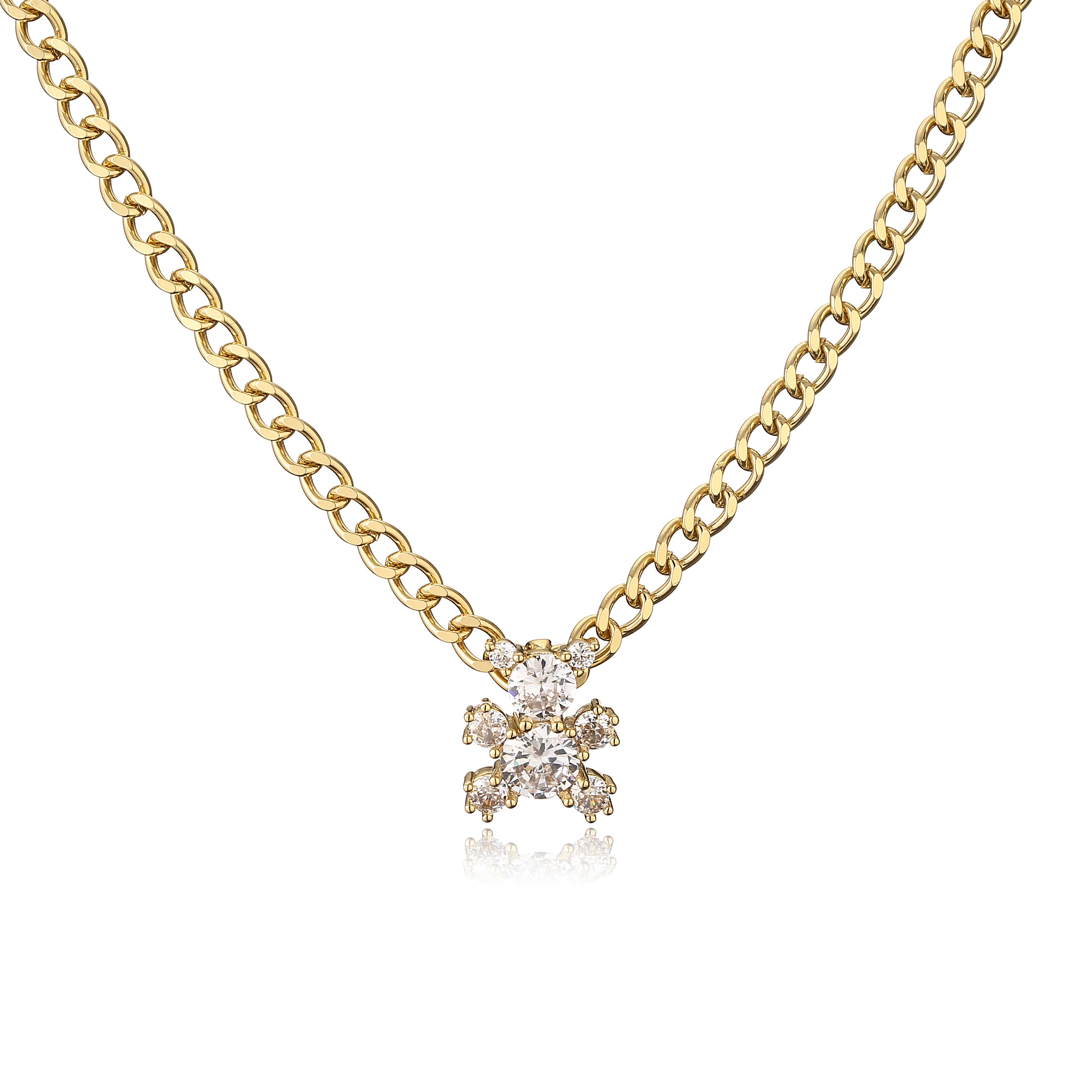 

HECHENG,Fashion Luxury Bear Micro Luxury Necklace Ladies Trend Bear Stainless Steel Chain Friends and Family Gifts 40cm золотой