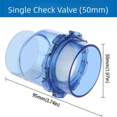 50mm Klapkový zpětný ventil Průhledný design Pohyblivý ventil Zpětný ventil Materiál UPVC Klapkový ventil proti zpětnému toku Regulace odpadních vod