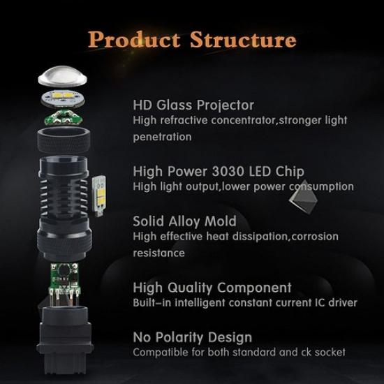 4X 3157 3457 4157NA LED Switchback White Yellow amber Turn Signal Light 16K EA