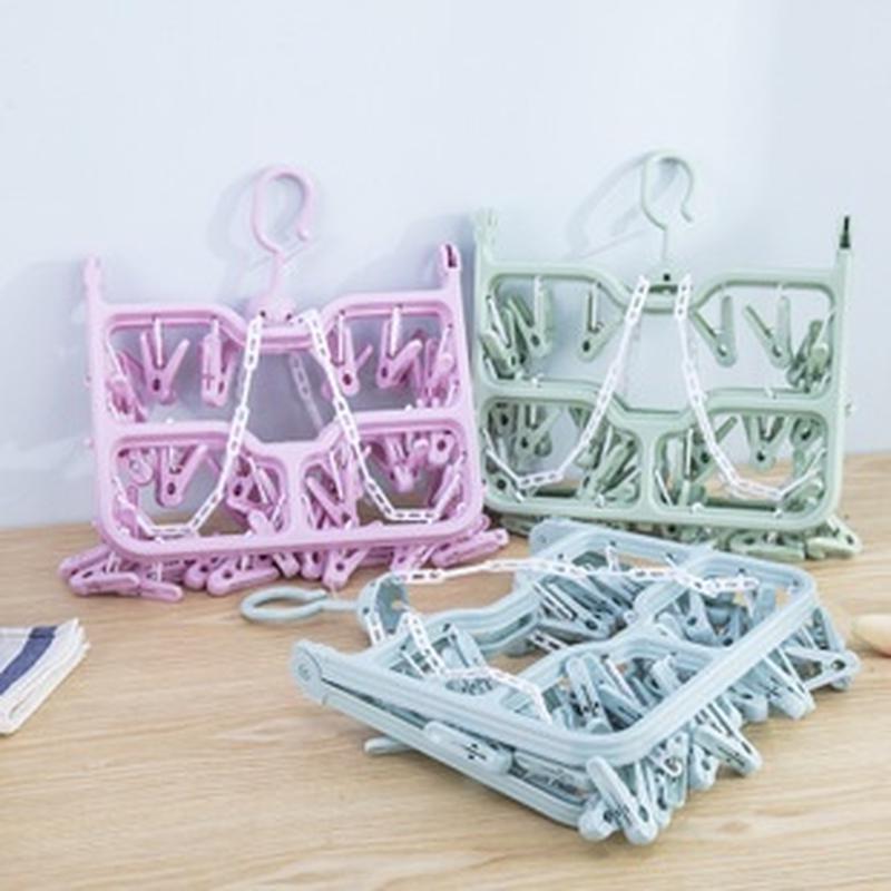 Multifunctional 36 Clips Drying Rack Clothes Hanging Underwear Socks Rack Folding Hanger