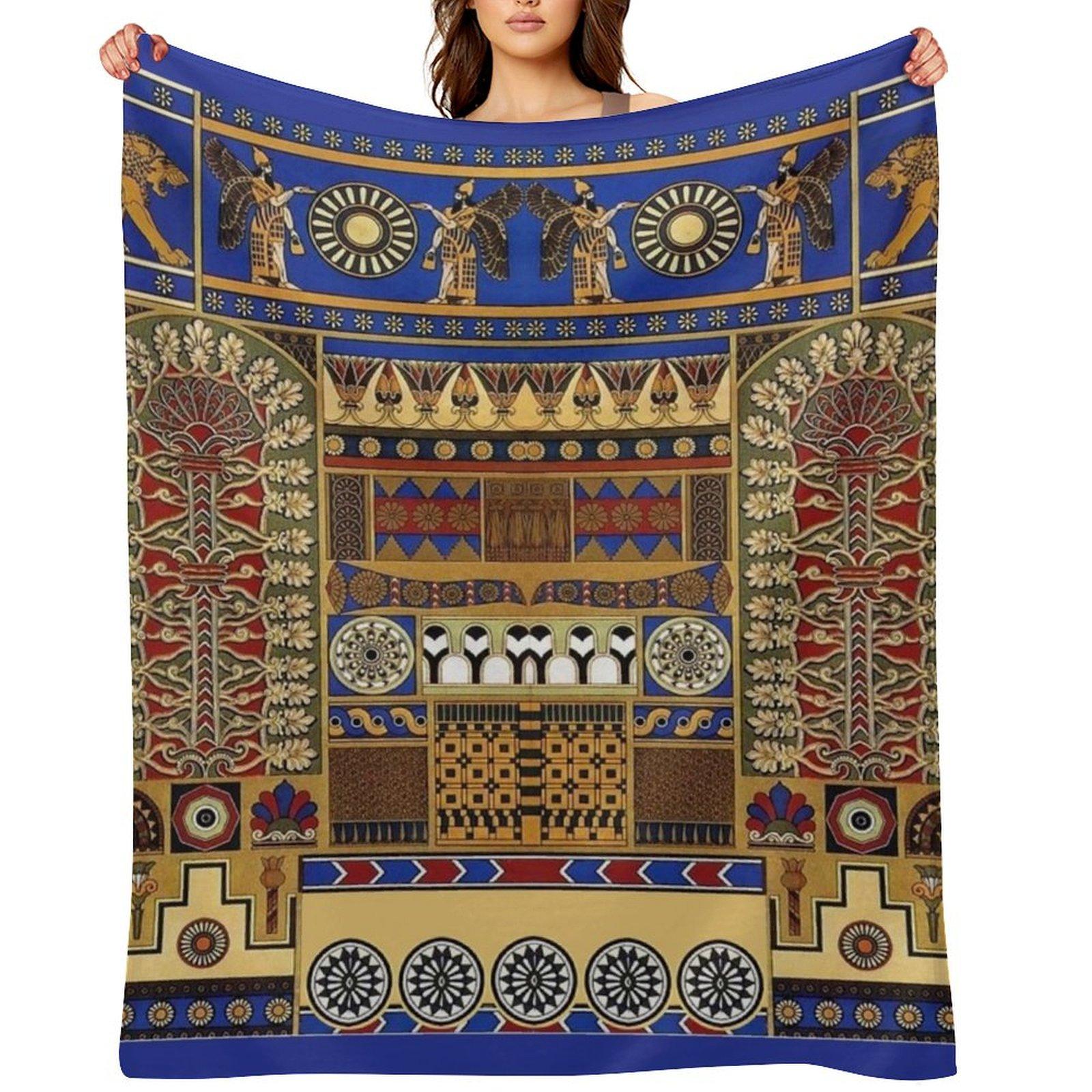 Ancient Assyrian Art Throw Blanket Camping Kid S Beach bed plaid Blankets 30x40in