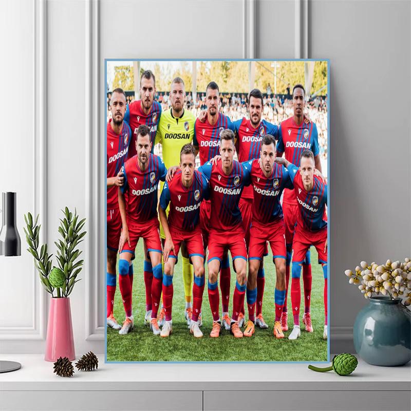 Viktoria Plzen Football Club Pattern  3pcs 100% Round Full Drill 5D DIY Diamond Painting Embroidery Cross Stitch Rhinestone Décor