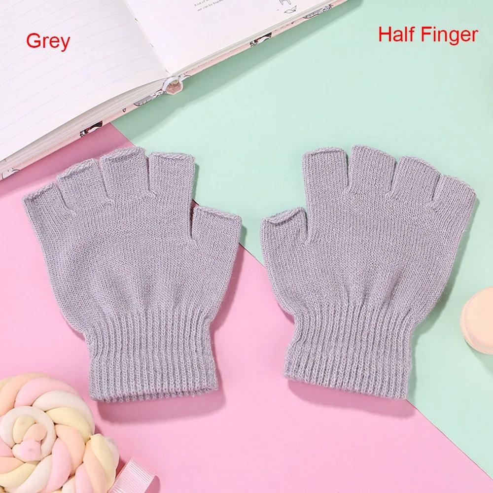 1 Pair Half Finger Fingerless Gloves Men/Women Black Warm Knitted Stretch Elastic Winter Outdoor Equipment Cycling Accessories