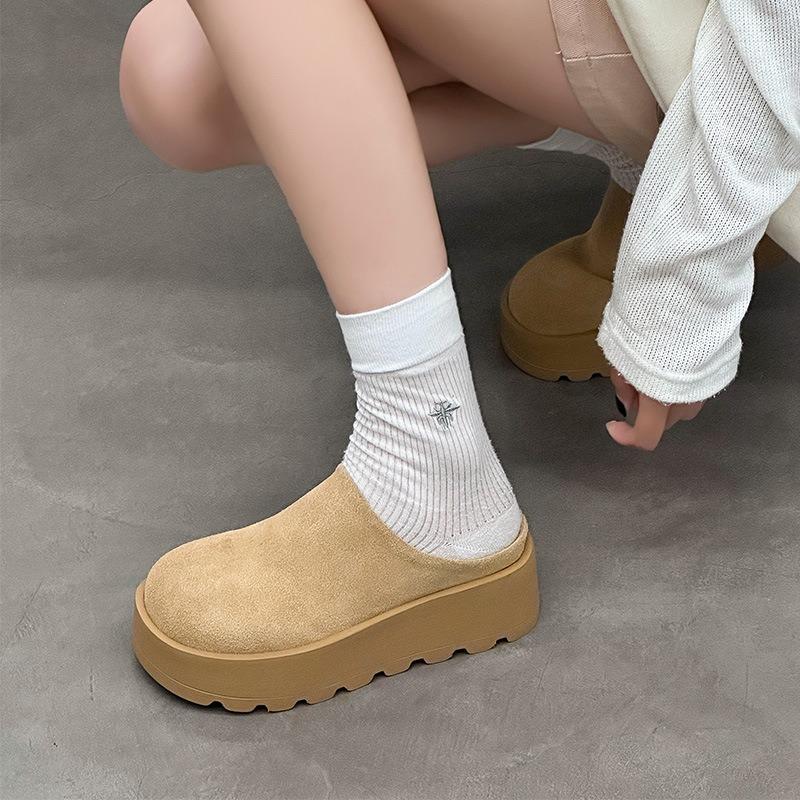 Thick-soled heightening shoes for women's summer new leather breathable outer wear bag head half slippers one pedal