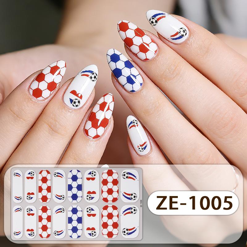 16Tipů Samolepky na Nehty Plné Krytí Fotbalové Pásky na Nehty Dlouhotrvající Samolepicí Nail Art DIY Manikúra Dekorace