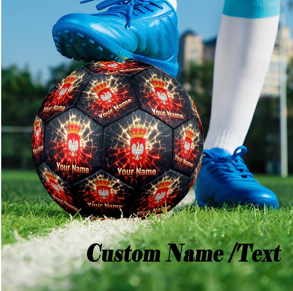 Size 5 Football Custom Name Text, Outdoor Training Soccer BallPoland Football