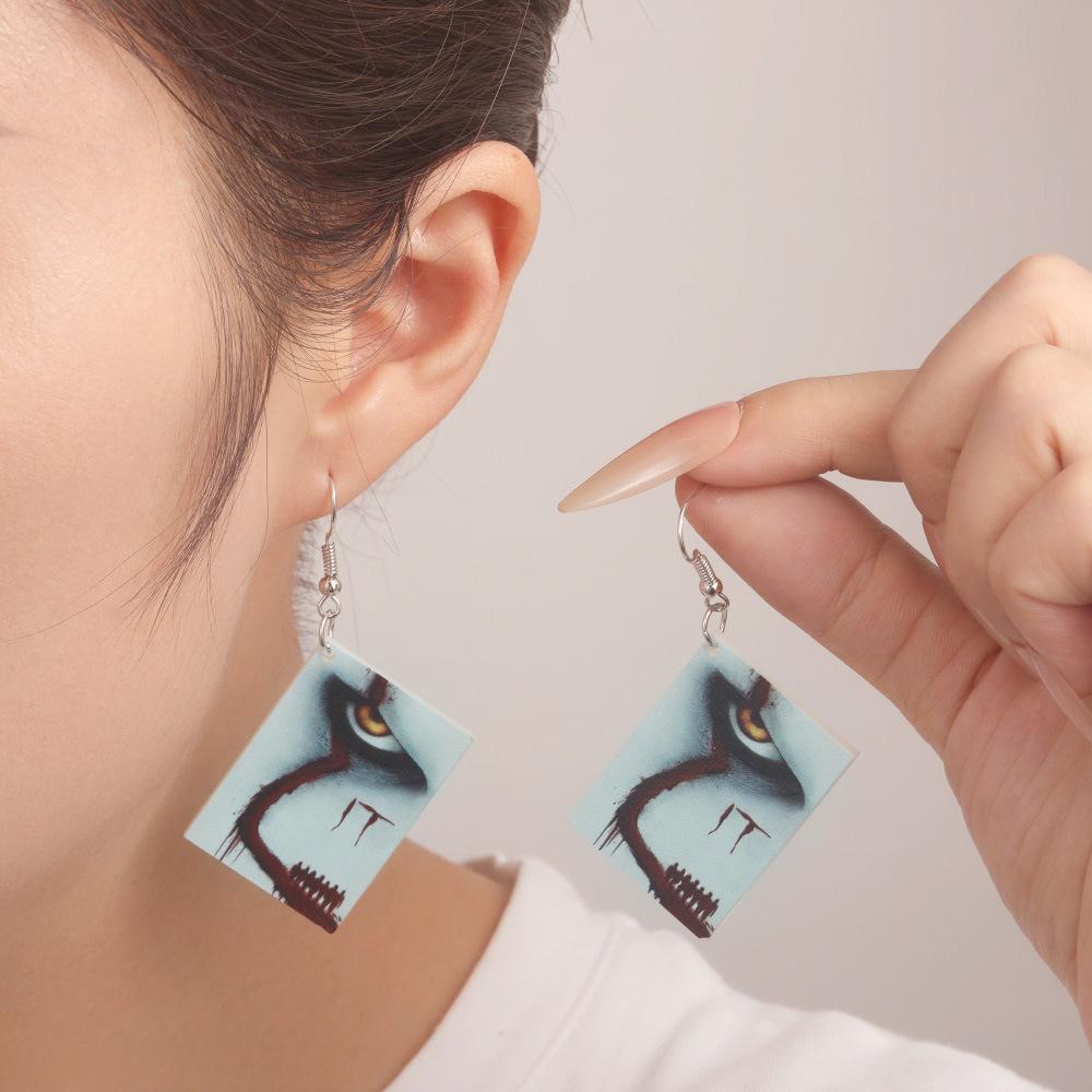 Fully Managed Eco-Friendly Acrylic Earrings, Personalized Halloween Horror-Themed Earrings