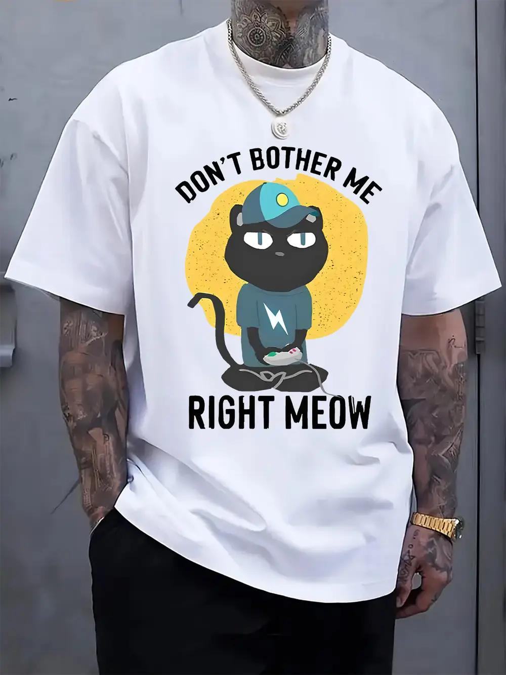 Casual Black Cat Graphic T-shirt with  Don t Bother Me S