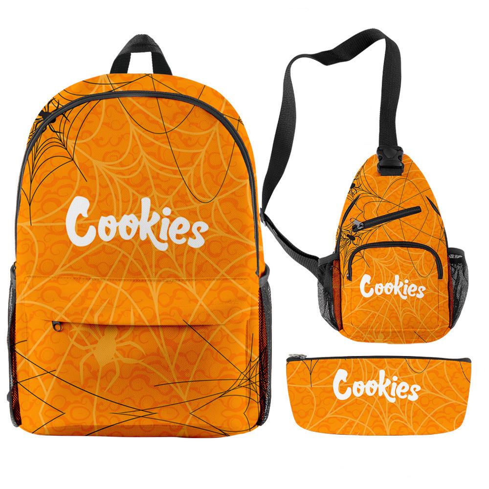 Cook 3D Digital Color Printing Backpack Set Oxford Cloth Waterproof And Wear-Resistant Three-Piece Backpack