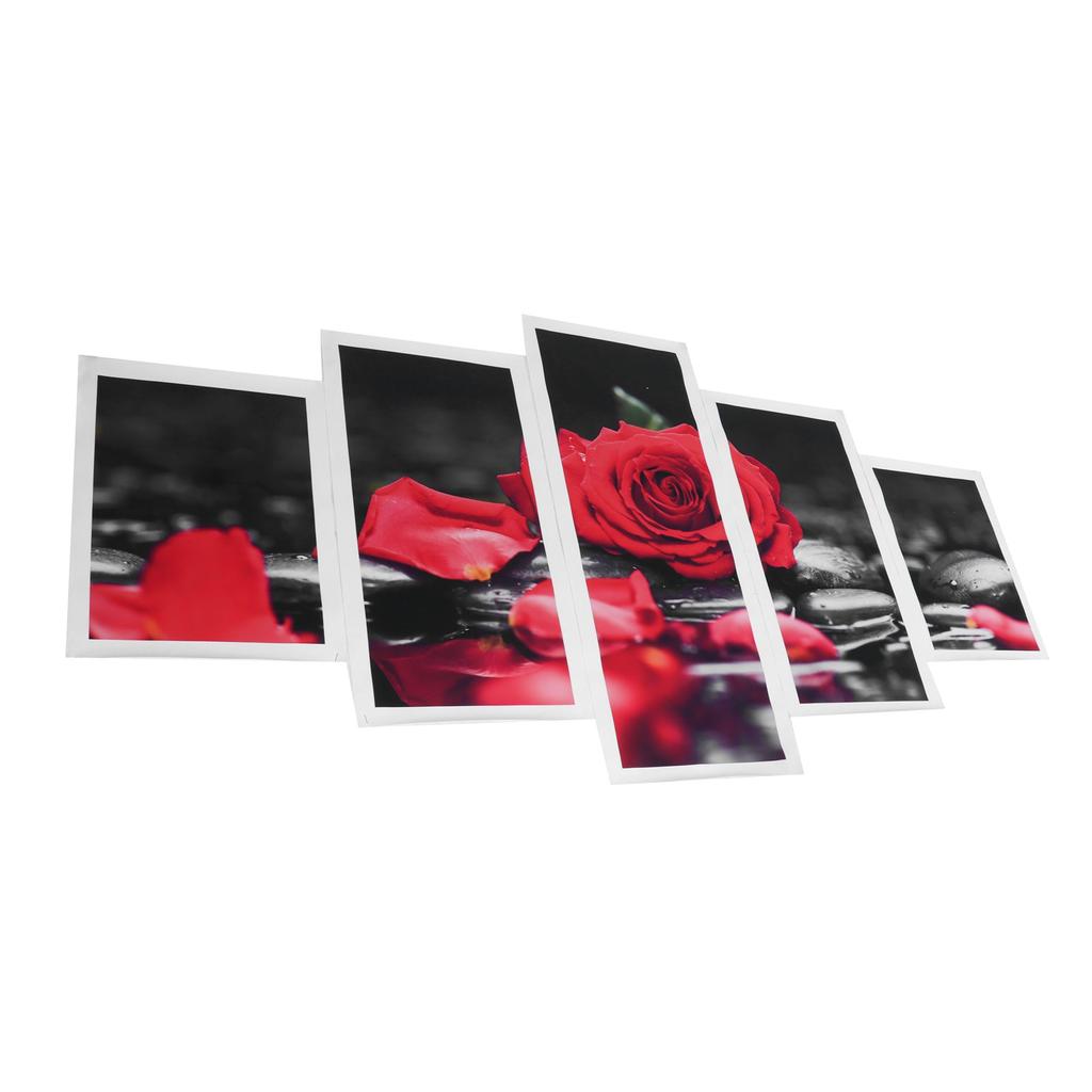 5Pcs Wall Art Painting Set Romantic Red Rose Frameless Painting Artwork Home Decoration