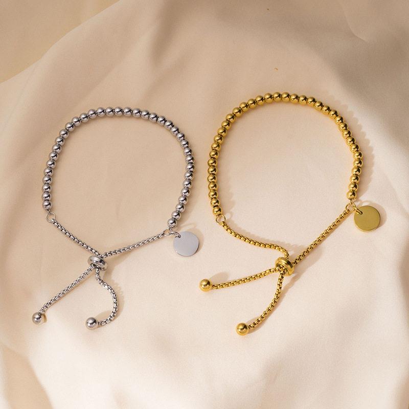 Trendy Metal Round Bead Bracelet Adjustable Minimalist Vintage Bracelet For Women