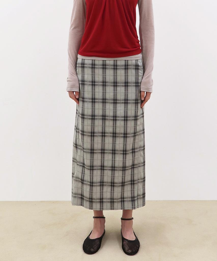 Sinun Check H-Line Skirt (Light Grey)