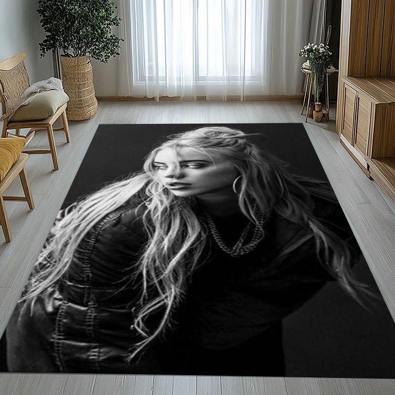 Alfombra de Área Antideslizante de Moda Billie Eilish Cantante Sala de Estar Alfombra Suave para Dormitorio Sala de Juegos para Niños Sofá, Felpudo Decoración del Hogar Regalo