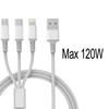 3 in 1 USB Type C Cable Fast Charging Wire Woven Data Cable Mobile Phone Charger For iPhone 17 16 15 Huawei Samsung USB C