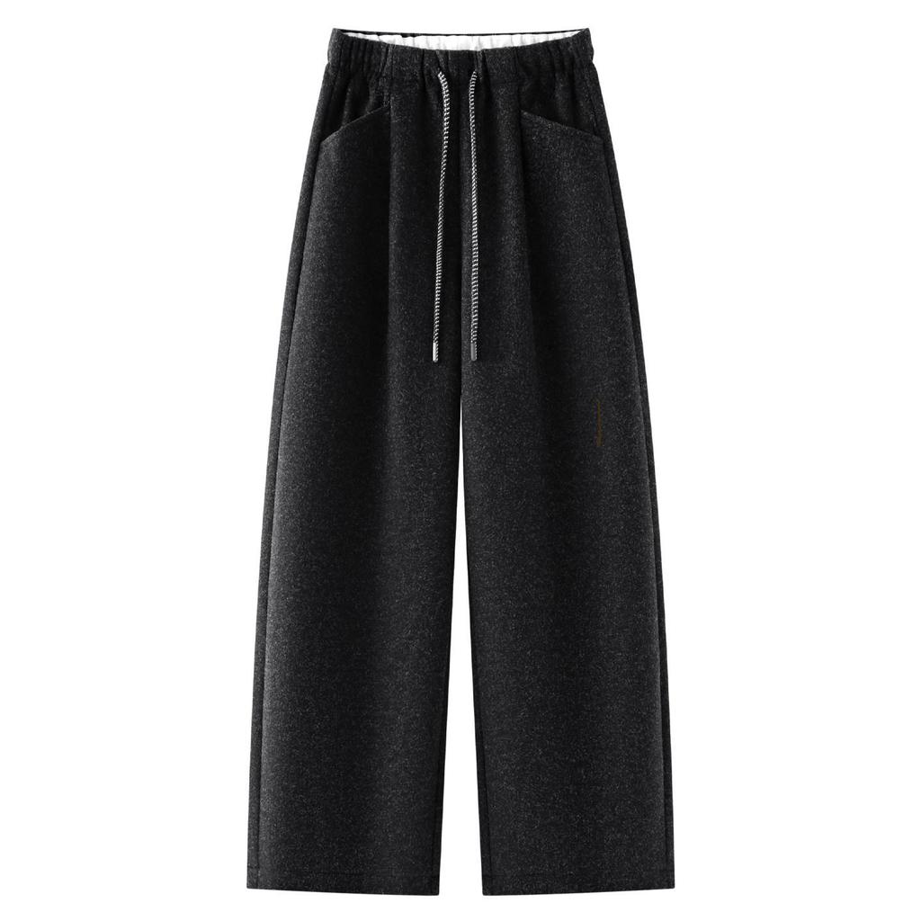 Autumn/Winter 2025 Coffee Wool Loose Wide-Leg Women's Curved Leg Pants