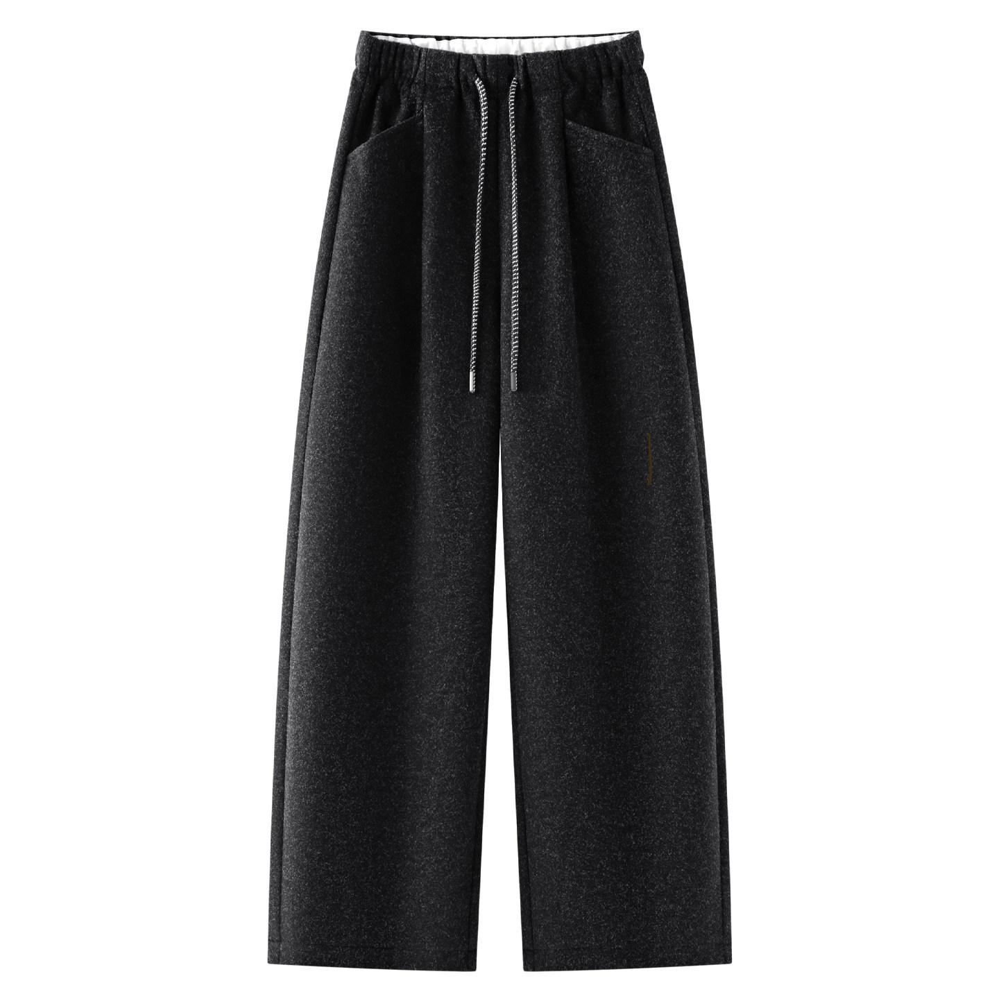 Autumn/Winter 2025 Coffee Wool Loose Wide-Leg Women s Curved Leg Pants Large