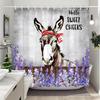 Funny Highland Cow In Bathtub Shower Curtain Green Plants Eucalyptus Leaves Sunflower Lavender Shower Curtains Bathroom Decor