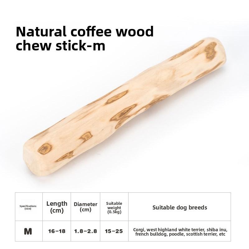 1PC Premium Coffee Wood Dog Chew Toy - Durable, Teeth Cleaning, Breath Freshening, Boredom Relief & Destruction Prevention