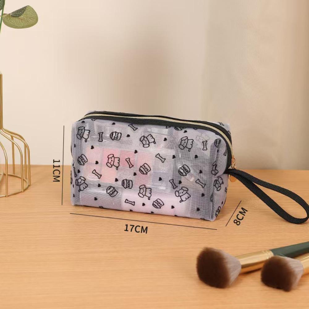 

Translucent Travel Storage Bag Large Capacity Toiletry Bag New Mesh Makeup Bag Black-S