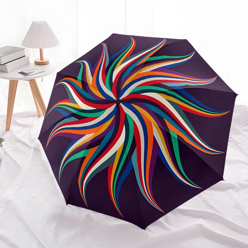 1pc Colorful Spiral Automatic Folding Umbrella - 8-Rib Automatic Open/Close, Large Canopy, Portable for Office, Living Room, Bedroom yy251217104