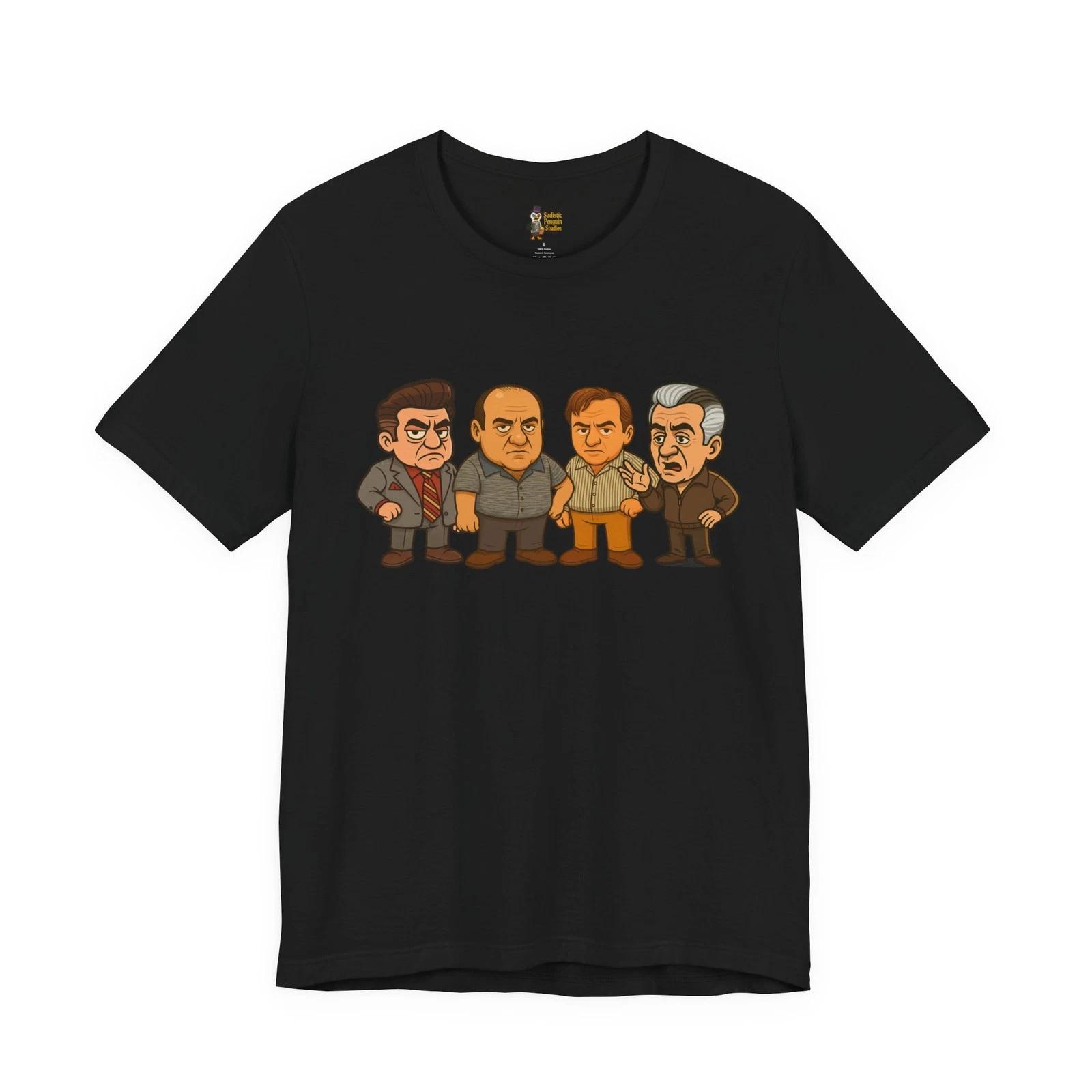 

Funny Sorpanos Parody T-Shirt, Big Head Mafia Caricature Tee S