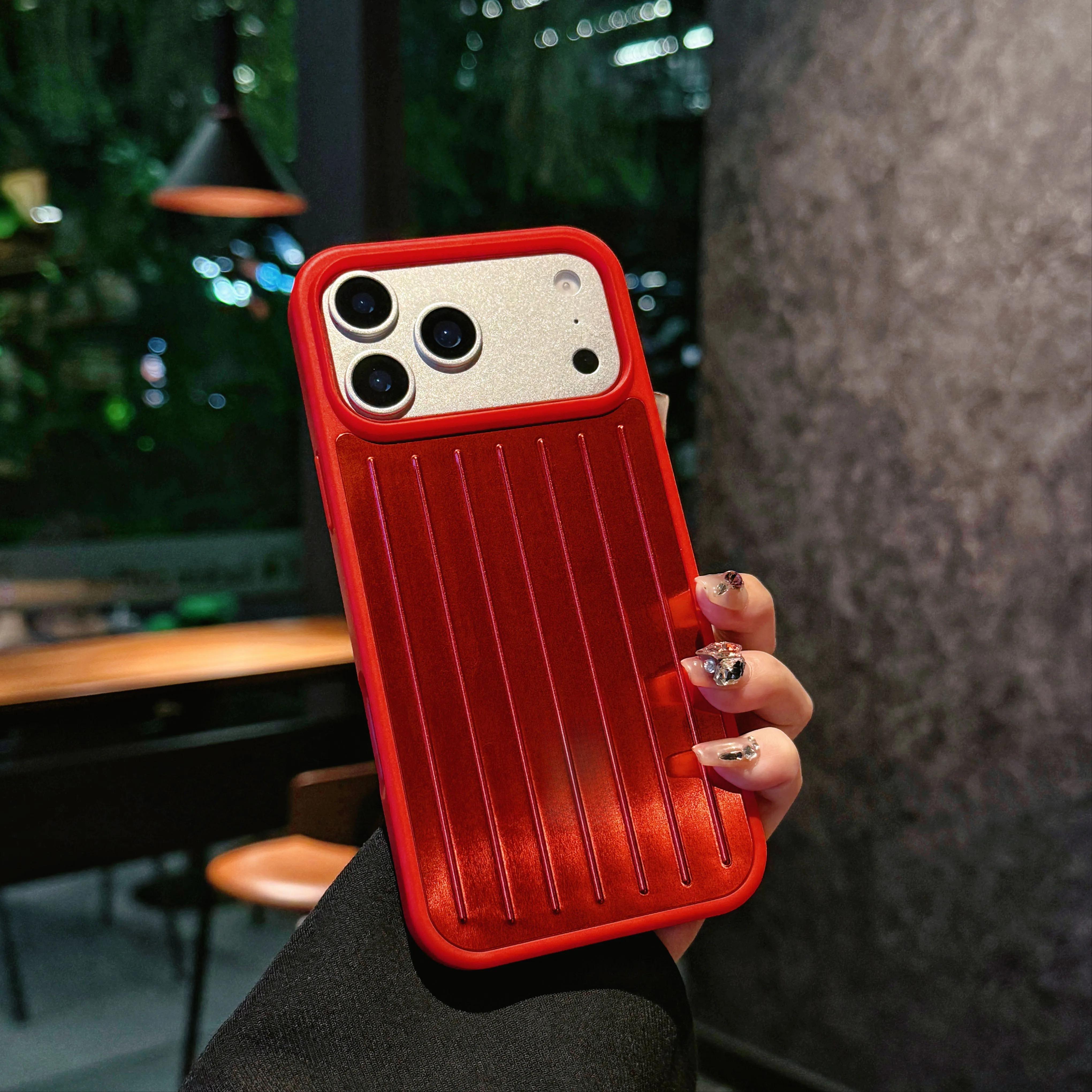 

Високоякісний 3D чохол-валіза Rimowa для телефону iPhone17Pro Max/17Pro/16Pro Max/16 Pro 15 14 Захисна кришка з упаковкою у подарунковій коробці iPhone 14 Pro багряний