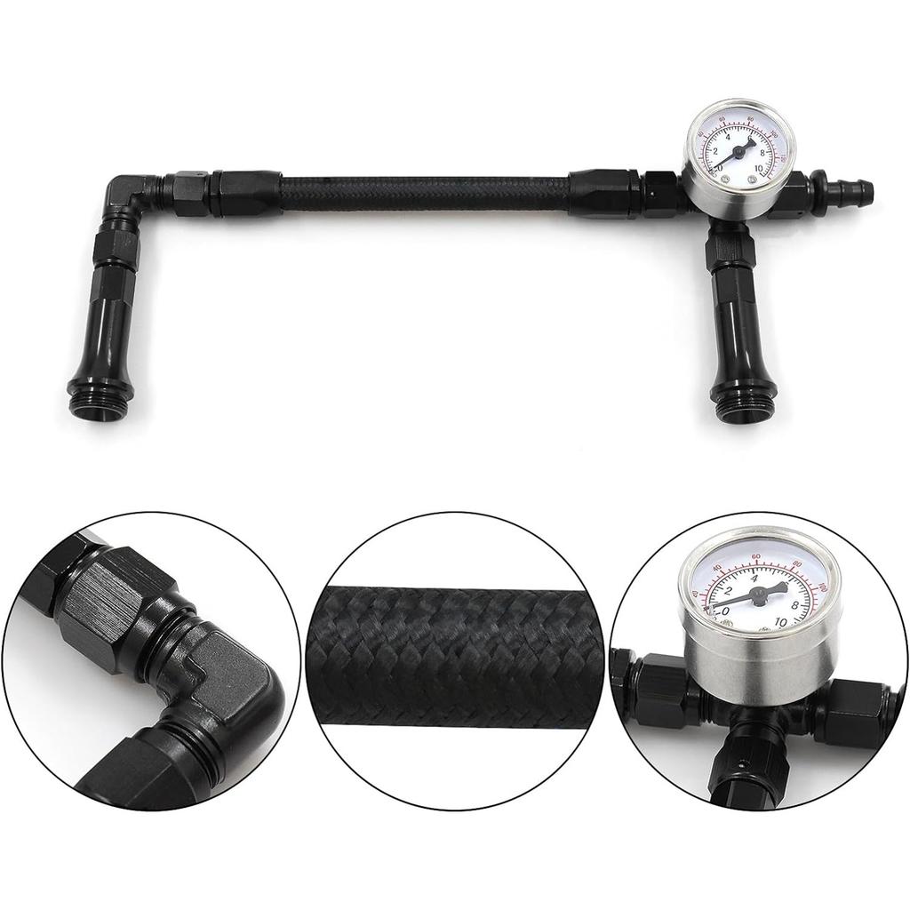 AN6 Dual Feed Carb Fuel Line Double Pump with Vacuum Pressure Gauge Aluminum Alloy Replacement for 4150 Carburetor 7Celsius8 -20 Threa