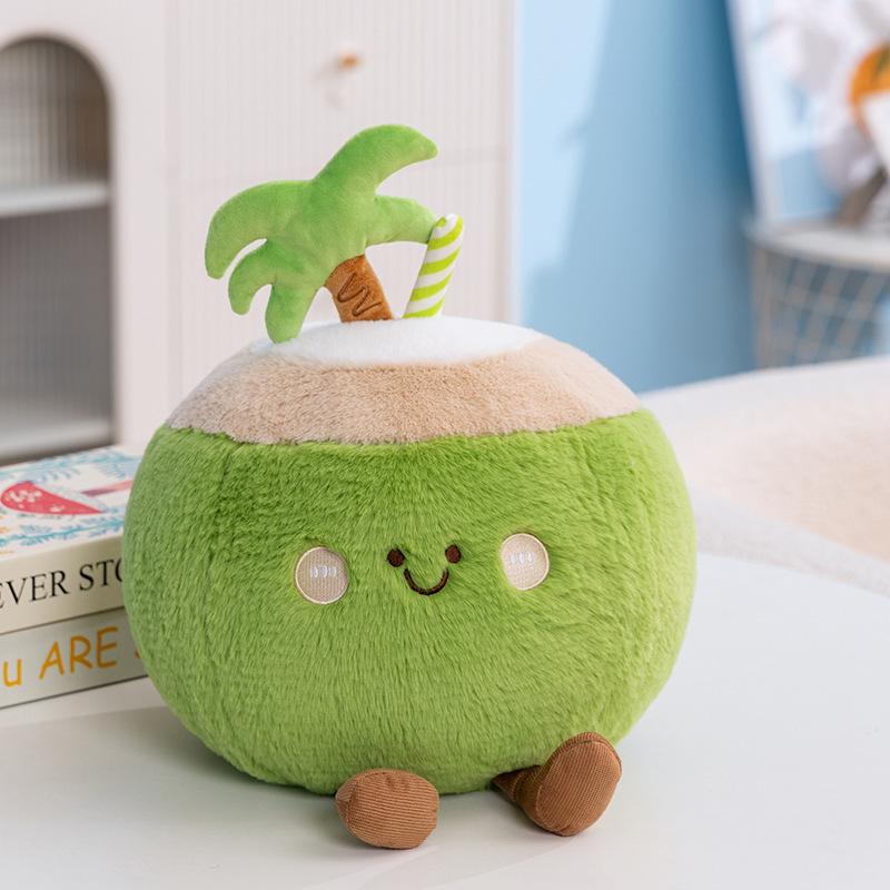 Site Dudu Cute Fruit Pillow Super Soft Plush Doll Strawberry Watermelon Coconut Simulation Pillow