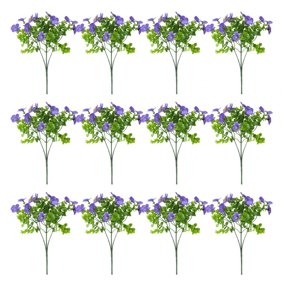 12 Pcs Artificial Pansy Flowers Colorful Long-lasting UV Resistant Faux Silk Flowers Realistic Vibrant Outdoor Flower Bundles