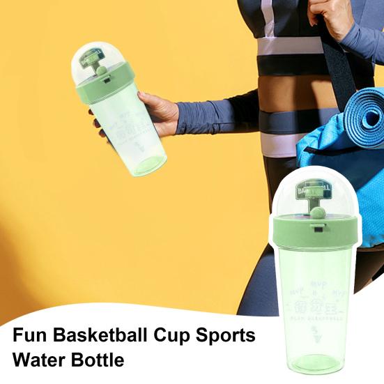 Basketball Shot Water Bottle with Mini Hoop 500ml Portable Sports Cup Creative Outdoor Gift for Kids Students