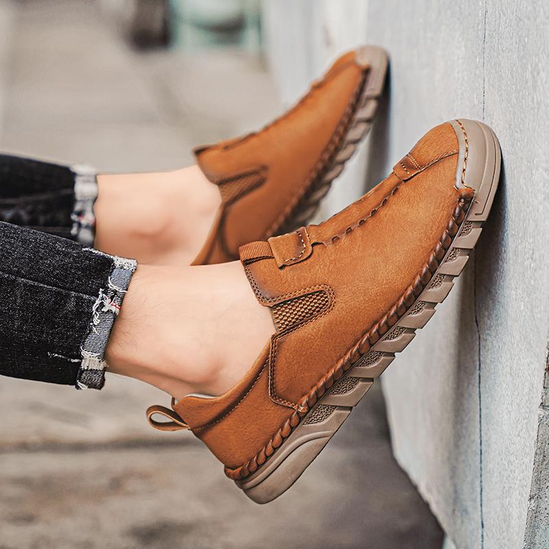 Fashion Men Breathable Casual leather Slip Shoes Comfort Slip-on Loafers Soft Penny Loafer for Men Lightweight Driving Boat Shoes men