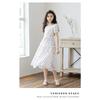 Kids Big Girls Korean Style Polka Dot Short Sleeve Fringe Hem Long Princess Dress