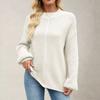 Women's Round Neck Long Sleeve Casual Loose Knit Solid Color Soft Pullover Sweater Top