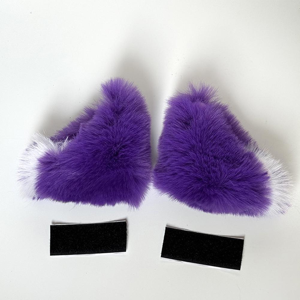 

2 шт., украшение для шлема автомобиля, мотоцикла, электрический велосипед, мягкие маленькие плюшевые кошачьи уши для мотокросса, наклейка на полнолицевой шлем для бездорожья фиолетовый/белый