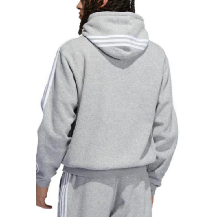 Adidas Solid Color Hoodie Long Sleeve Sweatshirt Men Tops Gray H31237