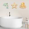 3 Piezas Arte de Pared Temática Playa Océano, Estrella de Mar de Madera 2D Delfín Pulpo Escultura Colgante de Pared para Casa de Campo, Baño, Decoración de Dormitorio