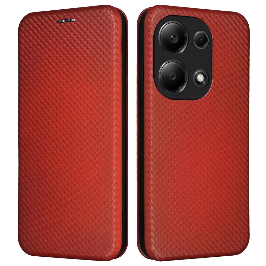 For Xiaomi Redmi Note 13 Pro 4G/Poco M6 Pro 4G Case Carbon Fiber Texture PU Leather Phone Cover