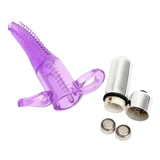 Tongue Shaped Finger Vibe Waterproof Finger Stimulator Mini Battery Operated Vibration Massager Tool with Dots