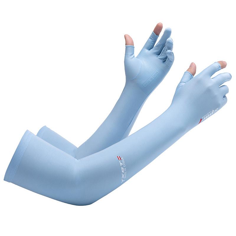 Two-finger sunscreen ice sleeves gloves for women extended five-finger summer ice silk sleeves bare finger arm covers fishing and driving men