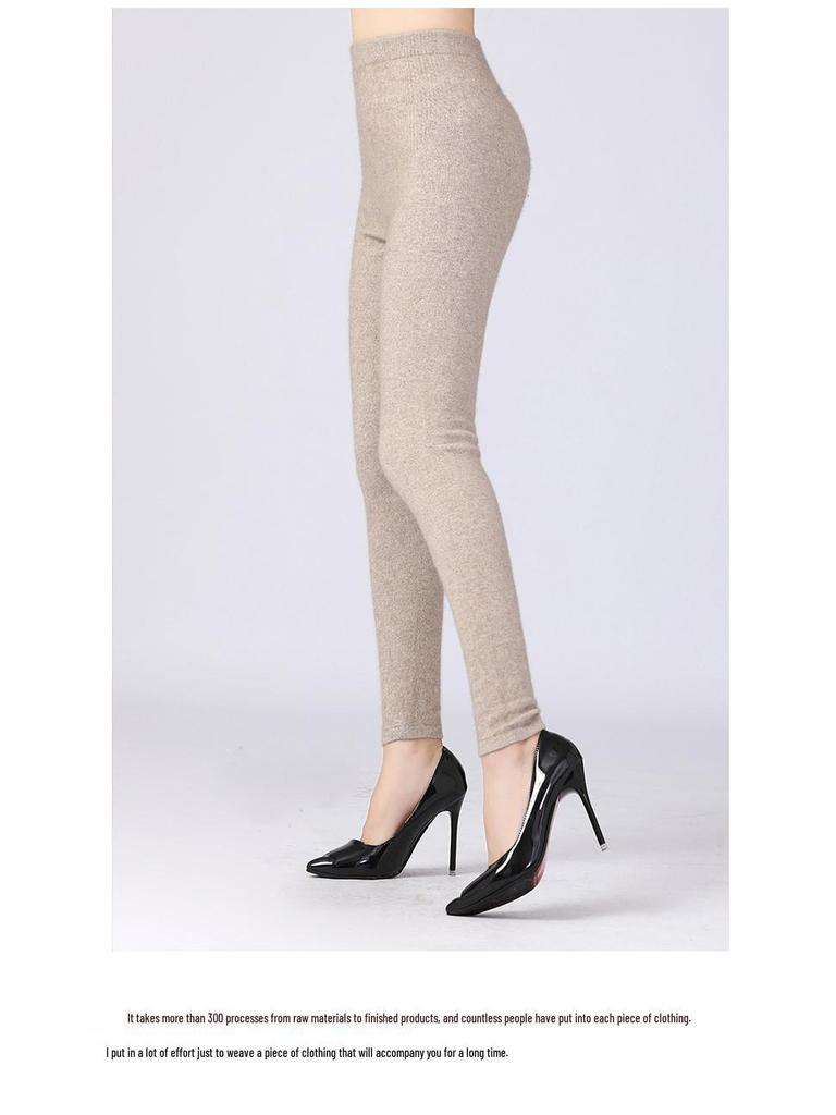 Women's High-Waist Slim Fit Cashmere Leggings - Warm and Trendy for Autumn/Winter 2021