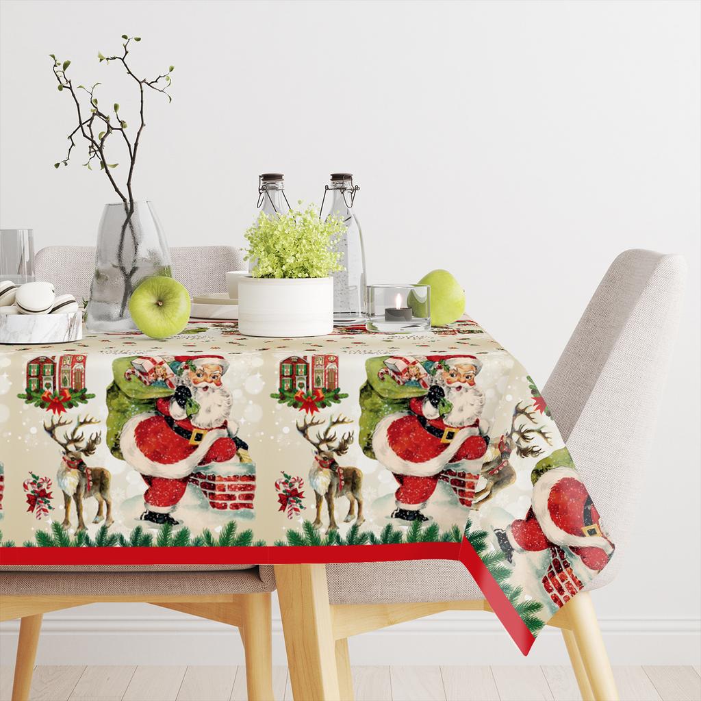 Christmas Theme, Disposable Pe Tablecloth, Christmas Thickened And Durable, Suitable For Christmas Party/Picnic/Household