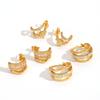 Light Luxury Geometric Stainless Steel Earrings With Zirconia For Women