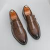 Leather Shoes Men's 20252025 Large Size Buckle Pointed Groom Wedding Business Dress Men's Shoes Small Leather Shoes