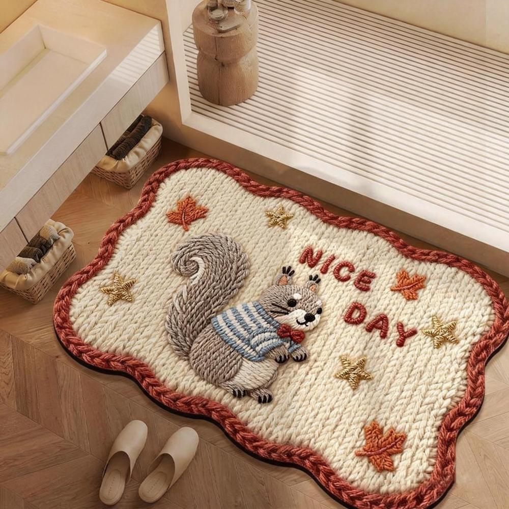 Durable 40*60cm Bath Mat Dirt-scraping Surface Water Absorption Pony Door Mat Household Washable Doormat Home Decoration
