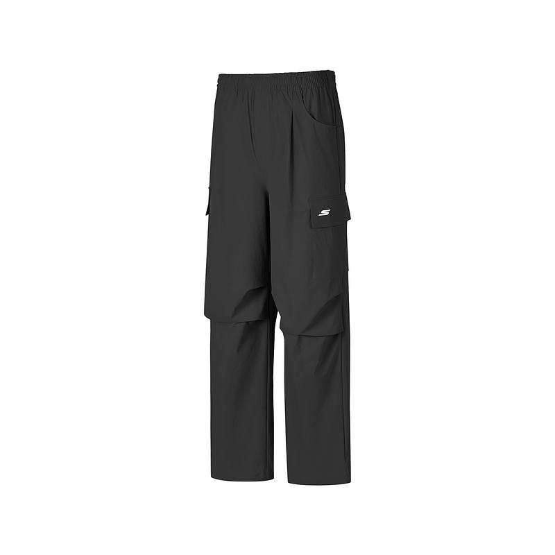 Skechers Godri Sports Series Quick-Dry Solid Color Comfortable Mid-Waist Work Knitted Sports Pants Women Bottoms Carbon-Black P225W121-0018