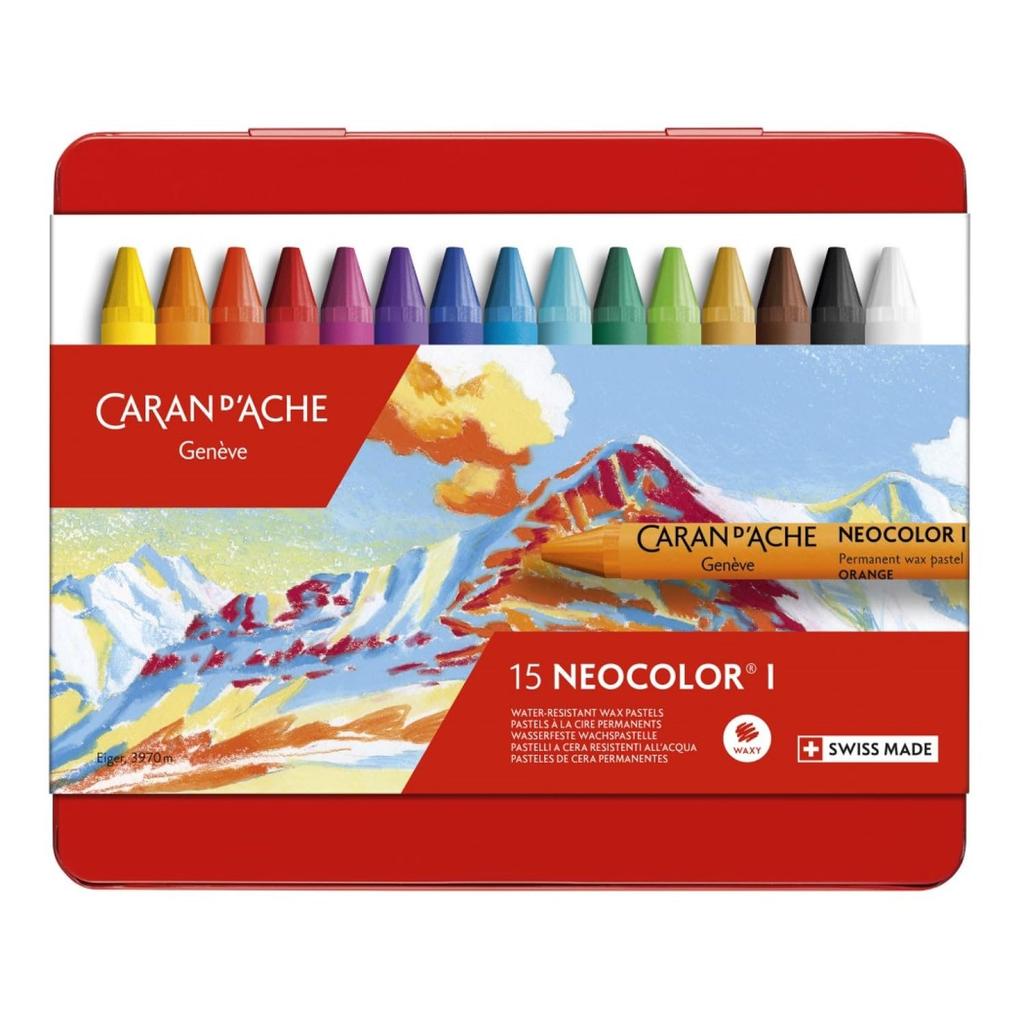 Caran d'Ache Neocolor I Oil-Based Pastel Paints, 7000-315, 15 Colors, Metal Tin, Officially Imported