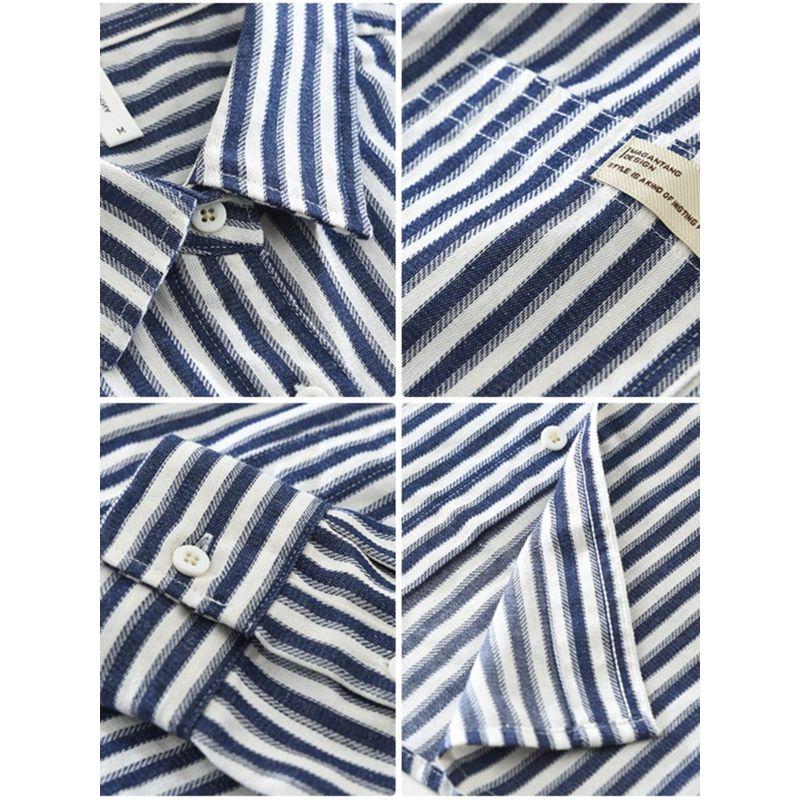 New Arrival Japanese Style Stripe Long Sleeves Shirt Men Spring and Autumn Casual Hong Kong Style Arts Shirt Easiest for Match Tops Fancy