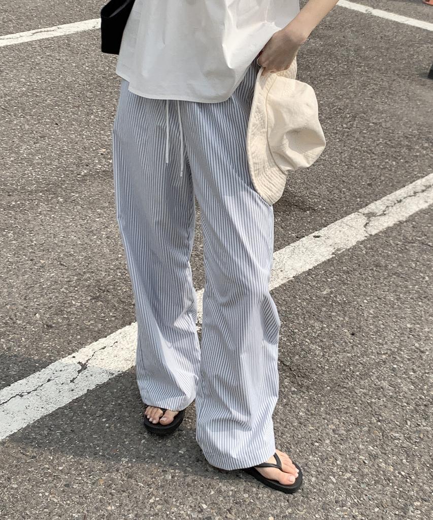 Luseupeuloodeogteu Daily Stripe 1 Mile Pants _ Blue
