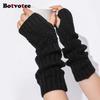 Botvotee  Arm Warmers Y2k Accessories Sleeves for Women Free Shipping Winter Long Sleeve Fingerless Gloves Knit Balck Arm Guard
